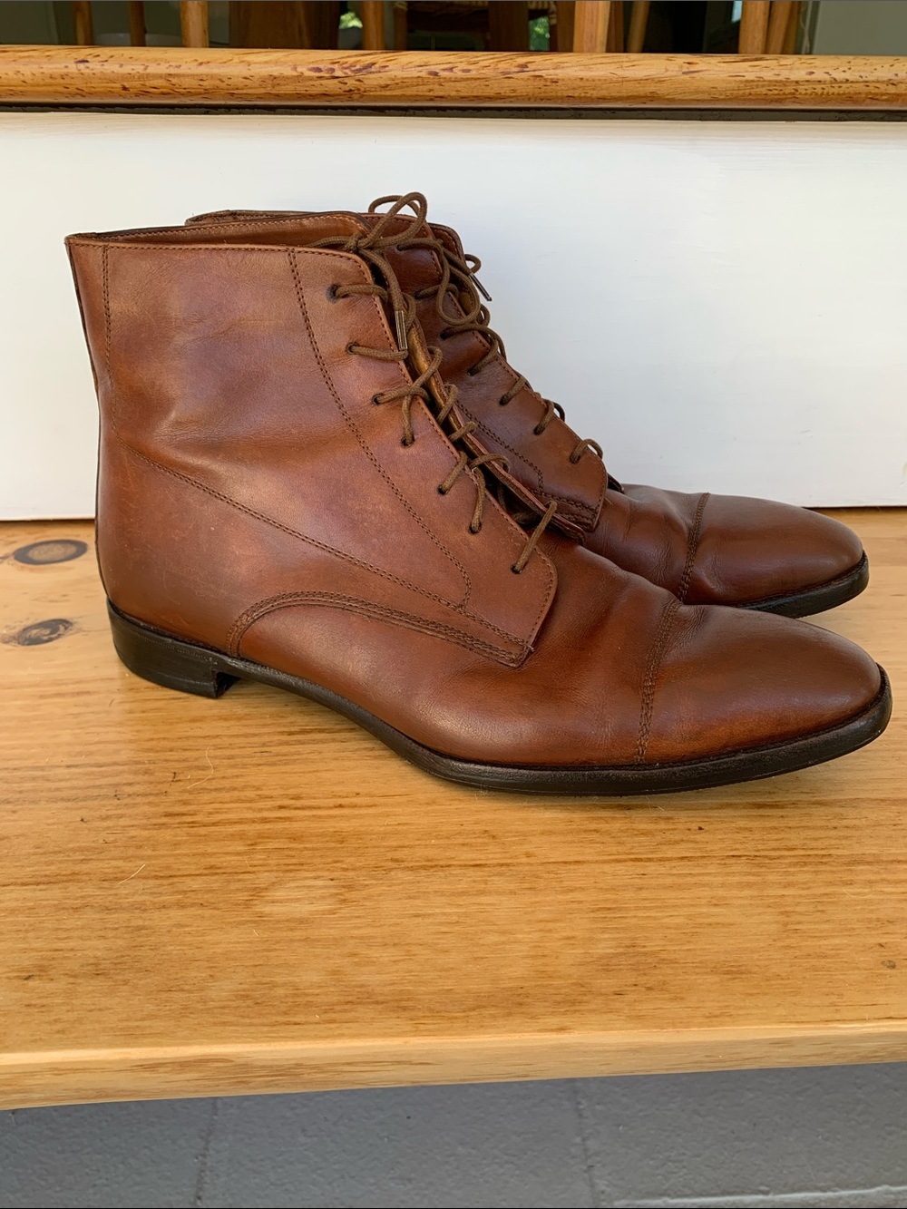 Vintage Ralph Lauren Collection Brown Leather Lace-Up Ankle Boots